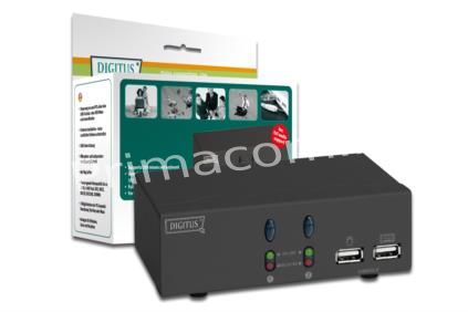 DC-11403 USB-KVM Switch, 1User <=> 2 PCs. Desktop, w/ audio support, w/o cables Mouse Clicking Funct