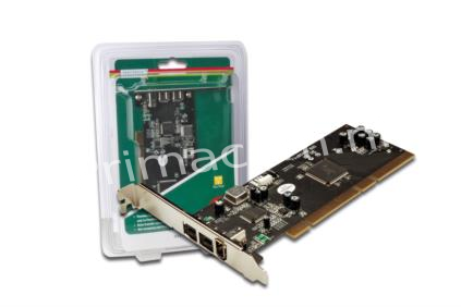 DS-33205 IEEE 1394b/a Interface Card, PCI, 2/1 Port 2x9-Pin+1x6-Pin Extern TI 82AA + 81BA3 chipset