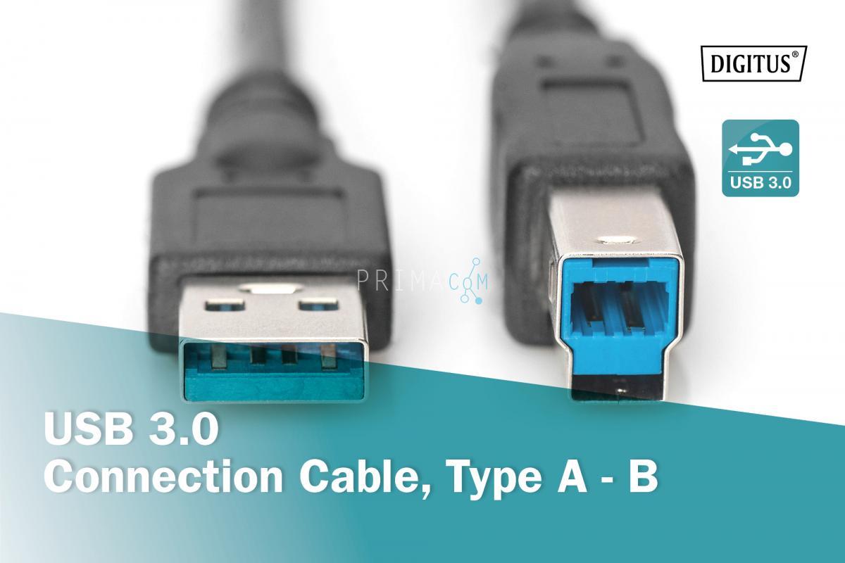 USB 3.0 connection cable, type A - B M/M, 1.8m, USB 3.0 conform, bl