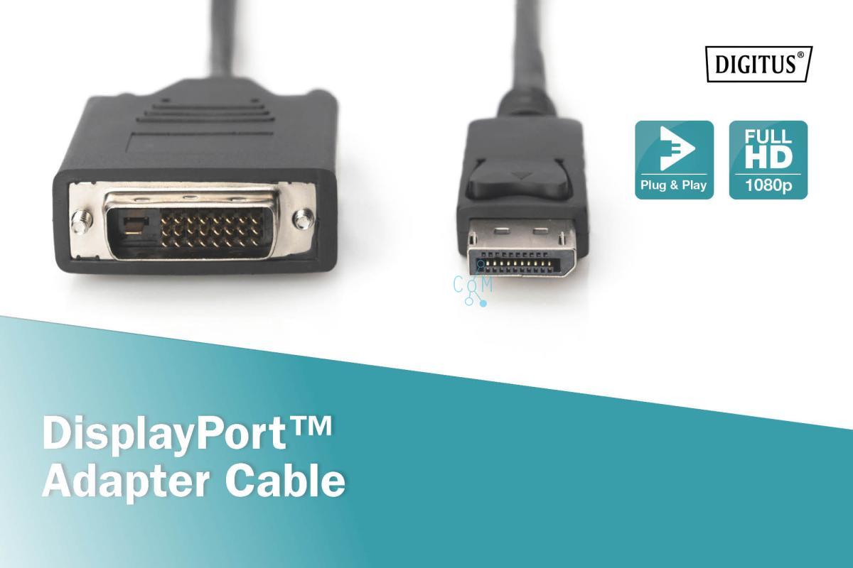 AK-340301-020-S DisplayPort adapter cable, DP - DVI (24+1), M/M