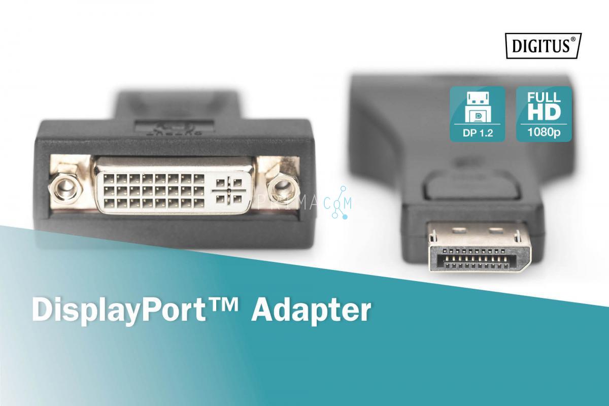 DisplayPort adapter, DP - DVI-I (24-5) M/F, w/interlock, CE, bl