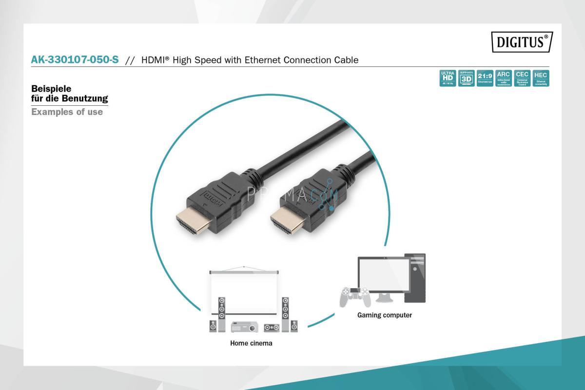 AK-330107-050-S DIGITUS HDMI High-Speed met Ethernet aansluitkabel