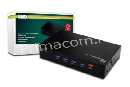 DS-42211 DVI A/V Splitter, 1 PC-4 Monitors/Speakers, d1xDVI/F+Audio (Video In)-4XDVI/F+Audio 