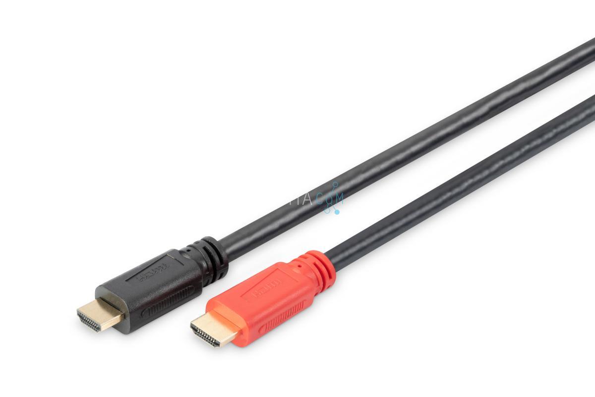 AK-330105 HDMI High Speed connection cable, type A, w/ amp. M/M, 30.0m, Full HD, CE, gold, black