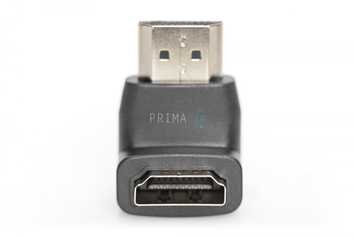 HDMI adapter, type A, 90ø angled M/F, Ultra HD 60p, bl, gold  4K/Ultra HD and 3D capable + Ethernet connectivity