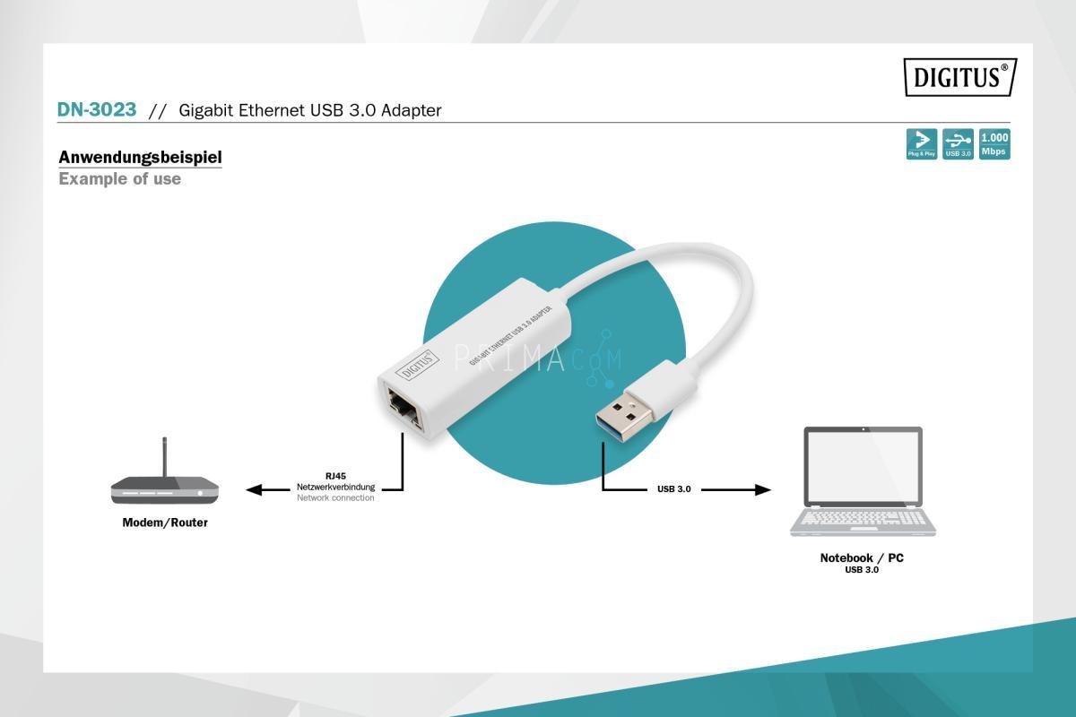 DN-3023 DIGITUS Gigabit Ethernet USB-3.0-adapter