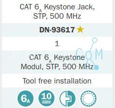 DN-93617 CAT 6A Keystone Jack, shielded, toolfree 