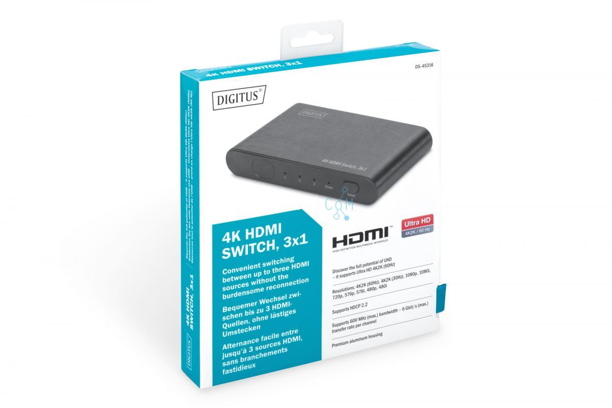 4K HDMI Switch, 3x1: DS-45316