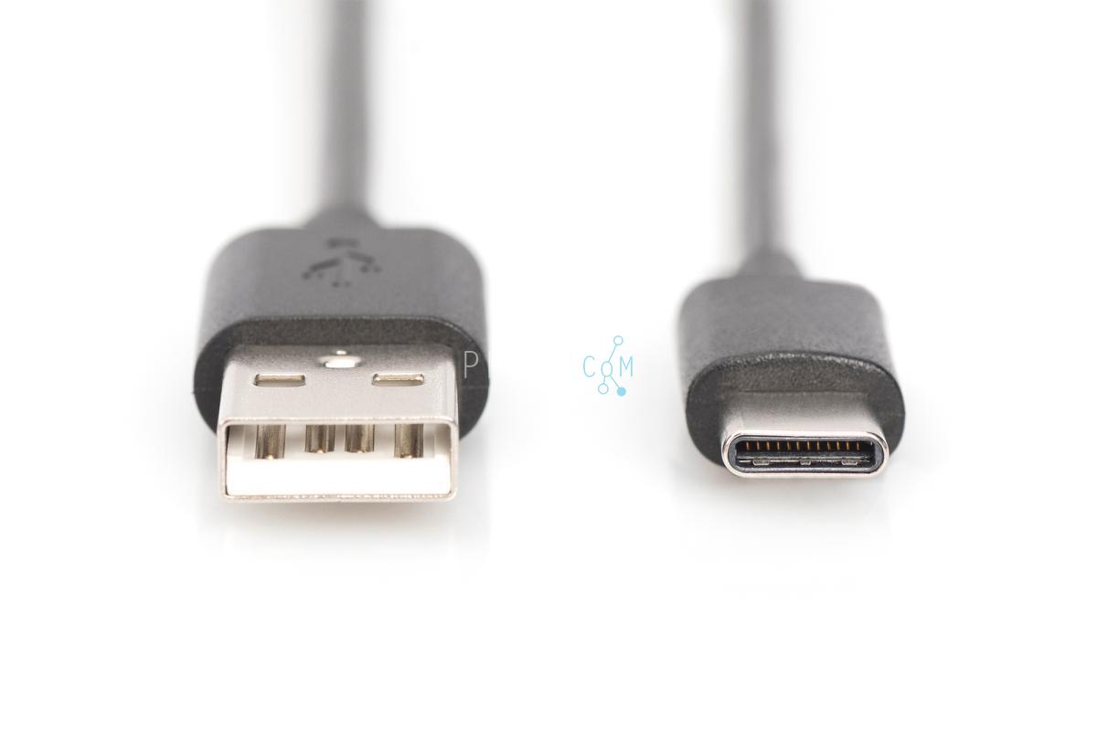AK-300154-018-S USB Type-C connection cable, type C to A M/M, 1.8m, 3A, 480MB, 2.0 Version, black