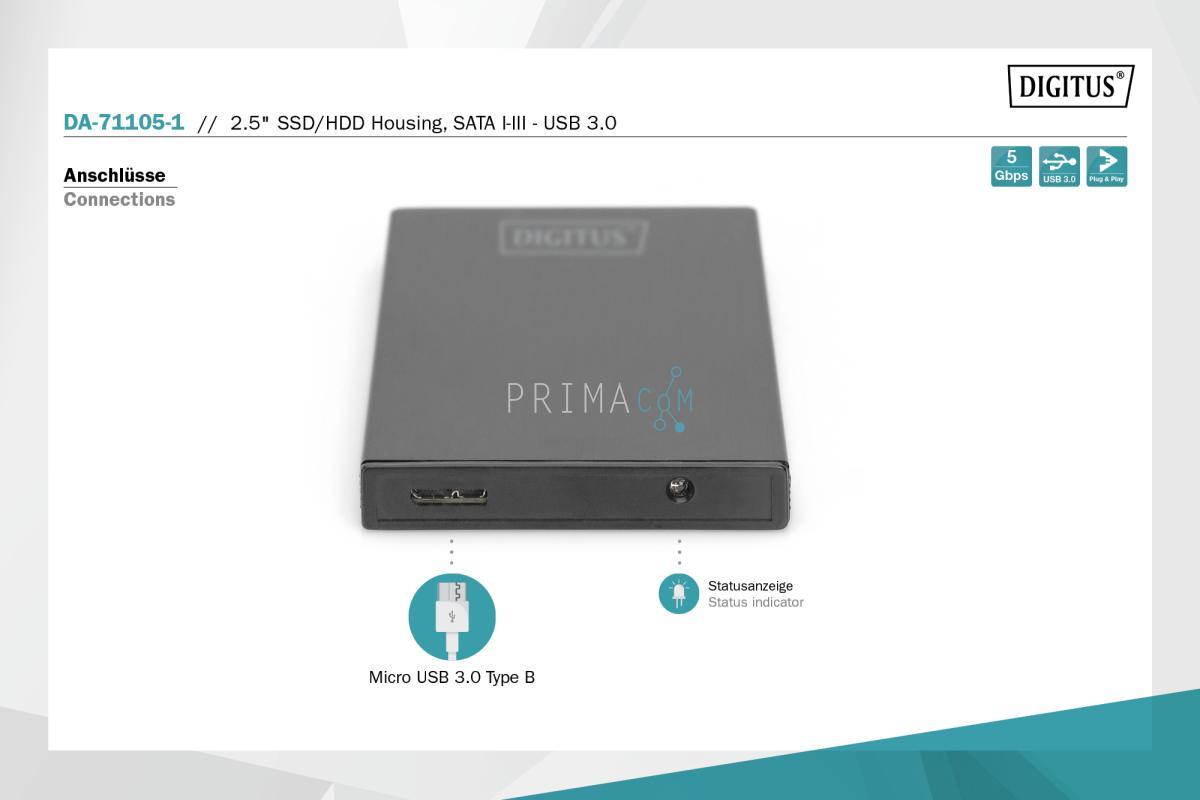 DIGITUS 2.5 SSD/HDD housing, SATA I-III - USB 3.0 DA-71105-1