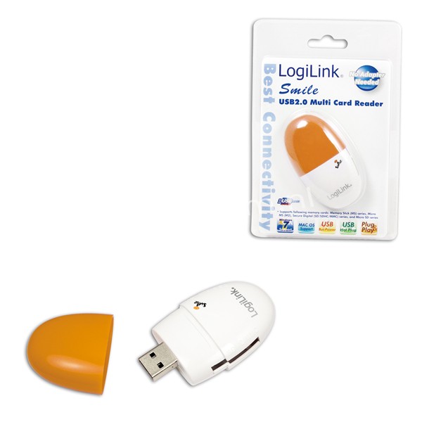 CR0029 Cardreader USB 2.0, Smile, Orange, LogiLink®