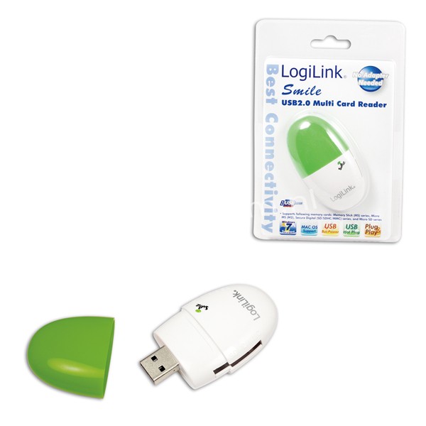 CR0030 Cardreader USB 2.0, Smile, Green, LogiLink®