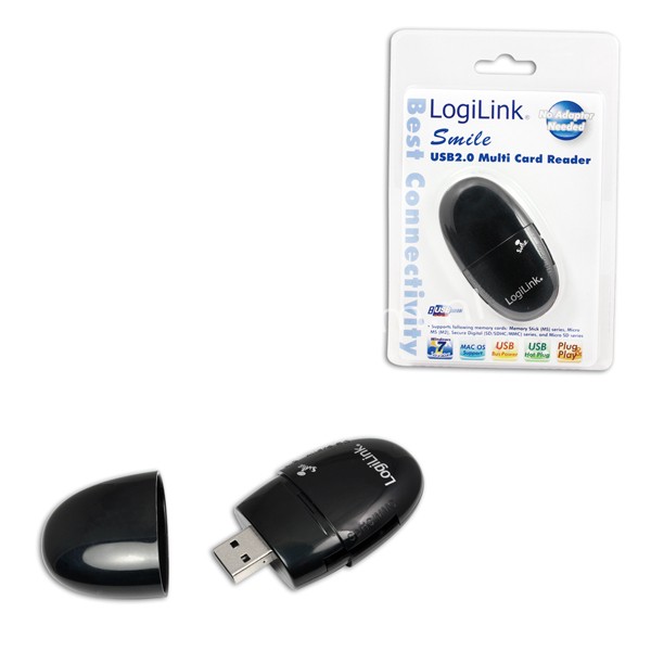 CR0031 Cardreader USB 2.0, Smile, Black, LogiLink®