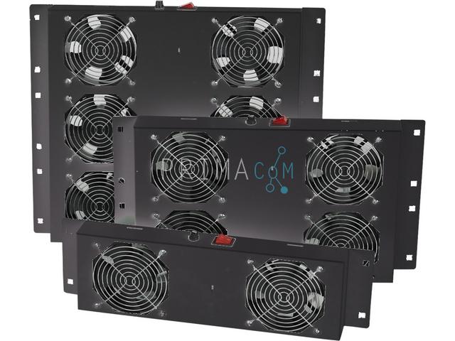 6 Fan analog thermostat controlled fan module, RAL9005 black