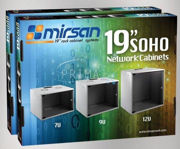 Mirsan 9U 19” wall type cabinet, unassembled, WxDxH 535x400x440, light grey RAL7035, 12,2kg