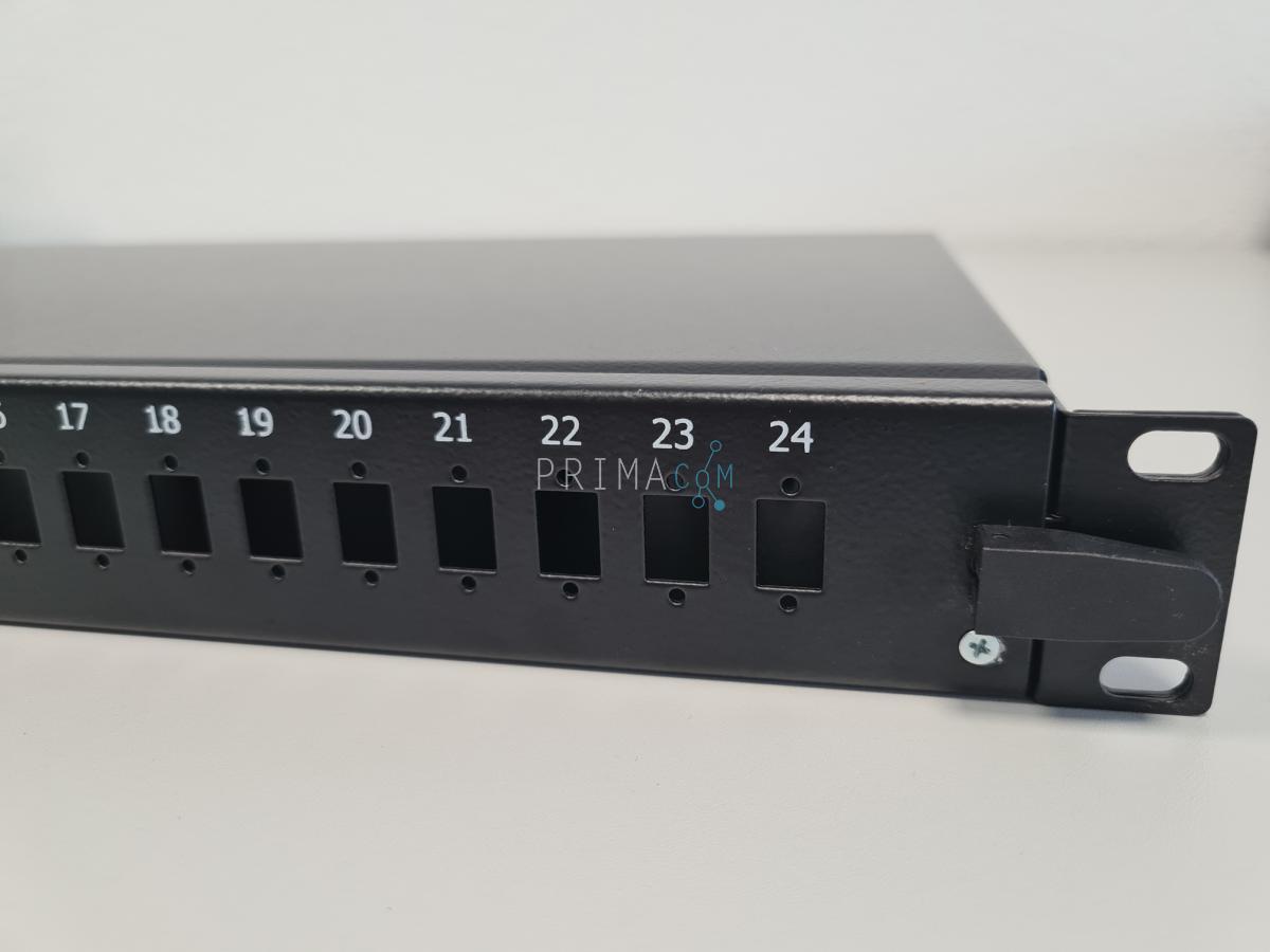 Mirsan 1U 19 B type 24 port SCS Fiber Optical Box (Fixed front panel) Black MRFOB1U24SCS01