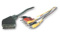 Scart-Video-Audio kabel. Scart 21-pin > 6x tulp, video In/Uit + audio/stereo In/Uit, 1,5m (2-0690)