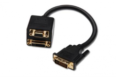 DVI Y-splitter cable, DVI(24+5)/M - DVI(24+5) + HD15, F/F, 0.2m ( 298564)