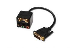 DVI Y-splitter cable, DVI(24+5)/M - 3x RCA + HD15, F/F, 0.2m (2998595)