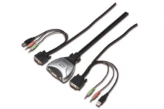 DC-11802 MINI USB-KVM Switch with DVI - 1 User, 2 PCS with Audio Fixed Cable SET1,2M 273301