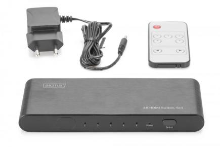 DS-45317 4K Highspeed HDMI 2.0 Switch, 5x1 UHD 4K*2K@60Hz, Full 3D, aluminum housing, black