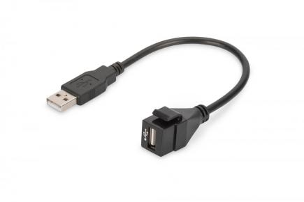 DN-93402 USB 2.0 Keystone Jack for DN-93832, 16 cm cable, black (RAL 9005)
