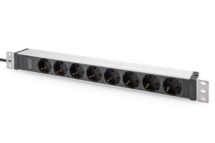 DIGITUS DN-95428 Socket Strip with Aluminum Profile, 8-way safety socket, 2 m cable, IEC C20 plug