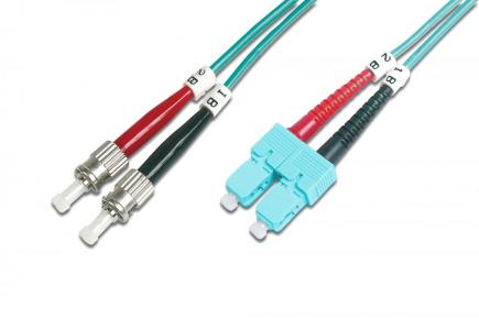 DK-2512-02/3 FO patch cord, duplex, ST to SC MM OM3 50/125 µ, 2 m - 248989