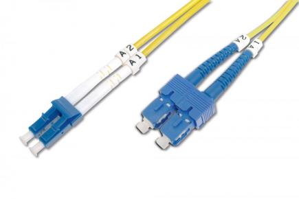 DK-2932-01 FO patch cord, duplex, LC to SC SM OS2 09/125 µ, 1 m - 249634